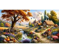 Puzzle Adulte 200 Pièces,DIY Jeu éducatif Classique Puzzles,Un Puzzle Difficile,Cadeaux pour Femmes,Cadeaux pour Hommes,Thème : Paysage de Jardin Rural