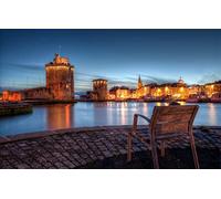 Puzzle Adulte 200 pièces Lumières de la Ville Côte France Pavés Baie Vieux Port La Rochelle 35 x 25 cm