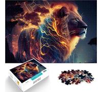 Puzzle Adulte 2000 Lion et Foudre Fait de Papier，pour Les 14 Ans et Plus Jouets de décoration pour la Maison Don d'œuvres d'art。Taille：70x100cm/27.5x39.3pouce
