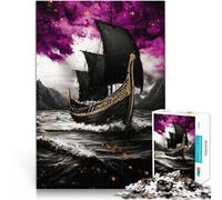 Puzzle Adulte 2000 pièces Bateau Viking Noir sur Une mer agitée Jeux Jouets Cadeaux est idéal comme Cadeau pour Toute la Famille 70x100cm
