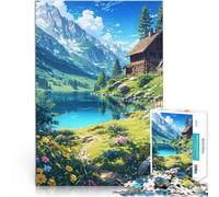 Puzzle Adulte 2000 pièces Chalet au Bord de l'eau Jeux éducatifs Décoration d'intérieur Cadeau d'anniversaire, Cadeaux, décoration Murale 70x100cm
