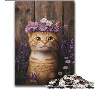 Puzzle Adulte 2000 pièces Chat en Fleurs, Anti-Stress, Vacances à la Maison, Tue Le Temps avec Affiche et fiche de Questions Assorties 70x100cm