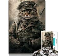Puzzle Adulte 2000 pièces Chat Guerrier Difficile, Défi Anti-Stress Difficile avec Affiche et Fiche de Trivia Assorties 70x100cm