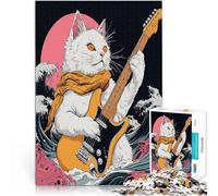 Puzzle Adulte 2000 pièces Chat Guitariste sur Waves Entraînez Votre Cerveau et Vos Mains Cadeaux pour Les Amis et la Famille 70x100cm