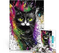 Puzzle Adulte 2000 pièces Chat Noir Animal Peint Séjour Anti-Stress pour Tuer Le Temps Car C'est Un pour Toute la Famille 70x100cm