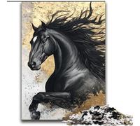 Puzzle Adulte 2000 pièces, Difficile, Cheval Noir doré, à partir de 14 Ans, Beau Jeu de Conception, Superbe Cadeau, 70x100cm