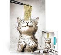 Puzzle Adulte 2000 pièces J'attends Mes Nouilles Entraînez Votre Cerveau et Vos Mains avec Affiche et Feuille de Questions correspondantes 70x100cm