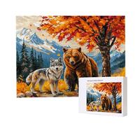 Puzzle Adulte 2000 Pièces Ours Brun Loup Puzzles pour Adultes Jeu éducatif Défi Jouets 2000 Pièces Puzzles pour Adultes Enfants, Puzzle de Bricolage Coloré pour la Décor de la Maison 100x70cm l-997