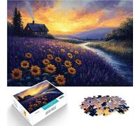 Puzzle Adulte 2000 pièces Paysage de Chalet au Coucher du Soleil Loisirs en Famille Convient pour la décoration de Bureau 70x100cm