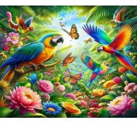 Puzzle Adulte 2000 pièces Perroquets de la Jungle Fleurs 100x70 cm Puzzles pour Adultes Jeu éducatif Défi Jouets 2000 Pièces Puzzles pour Décoration de la Maison