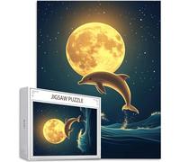 Puzzle Adulte 2000 Pièces Puzzle Lune Puzzles pour Adultes de Qualité Supérieure, Dauphin Puzzles Classiques, DIY Jeu D'Intelligence De l'art de la Décoration Moderne Maison Jeu Cadeau Noël H-2210