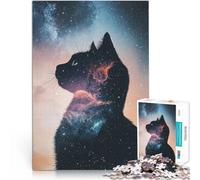 Puzzle Adulte 2000 pièces Silhouette de Chat Cosmique Jouet éducatif d'apprentissage Liste de souhaits avec Le Père Noël 70x100cm