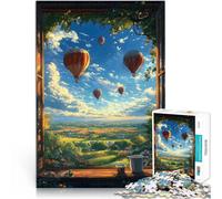 Puzzle Adulte 2000 pièces Vue Depuis la fenêtre avec des montgolfières Défi Difficile Offrir en Cadeau à Toute la Famille 70x100cm