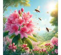 Puzzle Adulte 300 Pièces, Bricolage Puzzle Abeille azalée Rose, Puzzles Impossible 300 Pieces, Jeu de Famille Team Building, Cadeau pour Les Amants ou Les Amis, Unique Home Decor