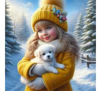 Puzzle Adulte 300 Pièces, Bricolage Puzzle Fille Chienne, Puzzles Impossible 300 Pieces, Jeu de Famille Team Building, Cadeau pour Les Amants ou Les Amis, Unique Home Decor