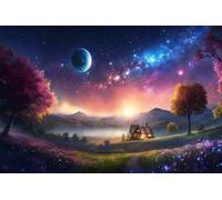 Puzzle Adulte 300 pièces,Chalet sous Un Ciel étoilé 38x26 cm Puzzles pour Adultes Jeu éducatif Défi Jouets 300 Pièces Puzzles pour Décoration de la Maison