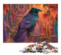 Puzzle Adulte 300 pièces Corbeau coloré dans Une forêt d'attrape-rêves Puzzle en Bois pour Adultes Jeu éducatif Jouet défi 300 pièces (40x28cm)