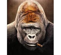 Puzzle Adulte 300 pièces Singe Cigare Gorille Visage Museau Regard Cadeau de Vacances Cadeau d'anniversaire 38x26CM