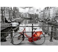 Puzzle Adulte 3000 Pieces Amsterdam et Le Velo au Bord du fleuve - Set Collection Noir et Blanc Pays-Bas + Carte Tigre