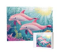Puzzle Adulte 3000 Pièces Dauphin Rose Puzzles pour Adultes Jeu éducatif Défi Jouets 3000 Pièces Puzzles pour Adultes Enfants, Puzzle de Bricolage Coloré pour la Décoration de la Maison 122x80cm l190