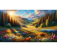 Puzzle Adulte 3000 Pièces,DIY Jeu éducatif Classique Puzzles,Un Puzzle Difficile,Cadeaux pour Femmes,Cadeaux pour Hommes,Thème : Fleurs du Bosquet du Lever du Soleil