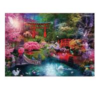 Puzzle Adulte 3000 Pieces Jardin Japonais Avec Rivière Cygnes Et Paons - Collection Paysage Japon