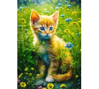Puzzle Adulte 4000 pièces,Chat du Parterre de Fleurs 148x105 cm Puzzles pour Adultes Jeu éducatif Défi Jouets 4000 Pièces Puzzles pour Décoration de la Maison