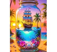 Puzzle Adulte 4000 pièces,Voilier en Bouteille de Verre 148x105 cm Puzzles pour Adultes Jeu éducatif Défi Jouets 4000 Pièces Puzzles pour Décoration de la Maison