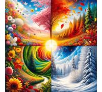 Puzzle Adulte 500 Pièces 45x45 cm Puzzles pour Adultes Jeu éducatif Défi Jouets 500 pièces Puzzles pour Adulte, Puzzle Familial Parfait Paysage des Quatre Saisons