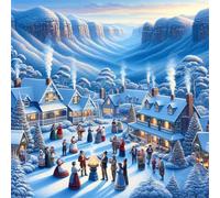 Puzzle Adulte 500 Pièces 45x45 cm Puzzles pour Adultes Jeu éducatif Défi Jouets 500 pièces Puzzles pour Adulte, Puzzle Familial Parfait Fête du Village d'hiver