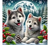 Puzzle Adulte 500 Pièces 45x45 cm Puzzles pour Adultes Jeu éducatif Défi Jouets 500 pièces Puzzles pour Adulte, Puzzle Familial Parfait Chiens de Paysage enneigé