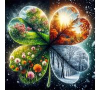 Puzzle Adulte 500 Pièces 45x45 cm Puzzles pour Adultes Jeu éducatif Défi Jouets 500 pièces Puzzles pour Adulte, Puzzle Familial Parfait Les Quatre Saisons de Lucky Clover