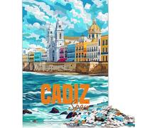 Puzzle Adulte 500 pièces Cadix Espagne Voyage Puzzle Jeu Puzzle en Bois Adolescents Et Jeux de Puzzles Amusants 500 pièces (52x38cm)