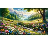 Puzzle Adulte 500 Pièces,DIY Jeu éducatif Classique Puzzles,Un Puzzle Difficile,Cadeaux pour Femmes,Cadeaux pour Hommes,Thème : Animaux des Champs printaniers