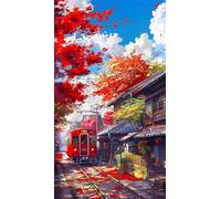 Puzzle Adulte 500 Pièces,DIY Jeu éducatif Classique Puzzles,Un Puzzle Difficile,Cadeaux pour Femmes,Cadeaux pour Hommes,Thème : Train du Village Japonais