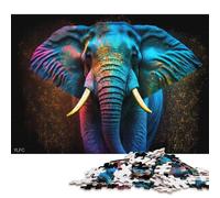 Puzzle Adulte 500 pièces Éléphant Aquarelle Fluo Jeu éducatif pour Adolescents 500 pièces (52 x 38 cm)