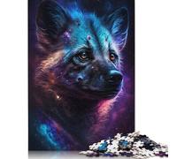 Puzzle Adulte 500 pièces : Hyène Africaine Galactique interagissant avec Les Membres de la Famille (52 x 38 cm)