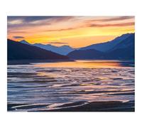 Puzzle Adulte 500 Pièces,Jeu De Société-Côte,Eau,Collines,Coucher de Soleil 52x38cm