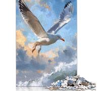Puzzle Adulte 500 pièces Mouette planant au-Dessus des Vagues de l'océan Puzzle en Bois pour Adultes et Adolescents à partir de 12 Ans 500 pièces (52 x 38 cm)