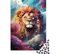 Puzzle Adulte 500 pièces, Puzzle Artistique coloré en Bois représentant Un Lion, Jeu de réflexion Stimulant, 500 pièces (52 x 38 cm)