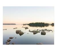 Puzzle Adulte 500 Pièces,Unique Home Decor-Pierres,Lac,Horizon,Arbres 52x38cm