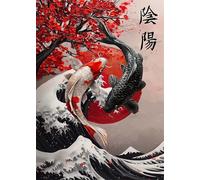 Puzzle Adulte 5000 Pièces,DIY Jeu éducatif Classique Puzzles,Un Puzzle Difficile,Cadeaux pour Femmes,Cadeaux pour Hommes,Thème : Carpes koï japonaises