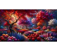 Puzzle Adulte 5000 Pièces,DIY Jeu éducatif Classique Puzzles,Un Puzzle Difficile,Cadeaux pour Femmes,Cadeaux pour Hommes,Thème : Fleurs du Bosquet Rouge