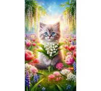 Puzzle Adulte 5000 Pièces,DIY Jeu éducatif Classique Puzzles,Un Puzzle Difficile,Cadeaux pour Femmes,Cadeaux pour Hommes,Thème : Chat Fleur Soleil