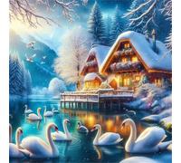 Puzzle Adulte 60 Pieces, Puzzles Classiques Qualité Supérieure Le Lac des Cygnes Hiver, Bricolage Divertissement Créatif Jeux, Puzzles pour la Décoration Maison Cadeau