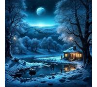 Puzzle Adulte 60 Pieces, Puzzles Classiques Qualité Supérieure Nuit enneigée d’Hiver, Bricolage Divertissement Créatif Jeux, Puzzles pour la Décoration Maison Cadeau