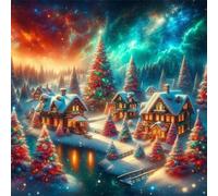 Puzzle Adulte 70 pièces 16 x 16 cm Puzzles pour Adultes Jeu éducatif défi Jouet DIY Puzzle Activité Familiale Parfaite(Paysages ruraux de Noël)