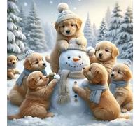 Puzzle Adulte 70 Pièces 16x16 cm Puzzles pour Adultes Jeu éducatif Défi Jouets 70 pièces Puzzles pour Adulte, Puzzle Familial Parfait Chiens des Bois d'hiver
