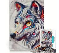Puzzle Adulte Abstrait tête de Loup,1000 pièces,Jeu de mémoire,découpe de Haute précision,activité Manuelle Calme,Exercice Mental à Faire à la Maison (38x26cm)