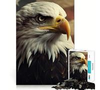 Puzzle Adulte Aigle à tête Blanche Drapeau américain 1000 pièces Jeu de mémorisation mentale Découpe de Haute précision Activité Manuelle Calme Exercice Mental à Faire à la Maison (50x75cm)